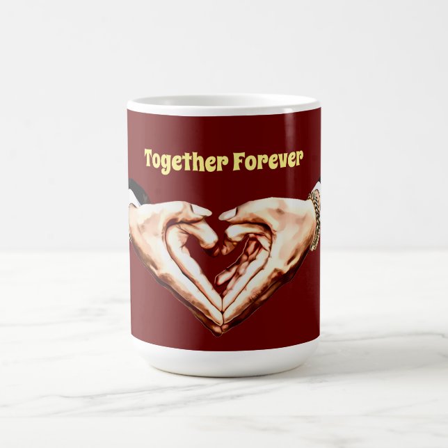 Mug Together Forever couples mains en forme de coeur (Centre)