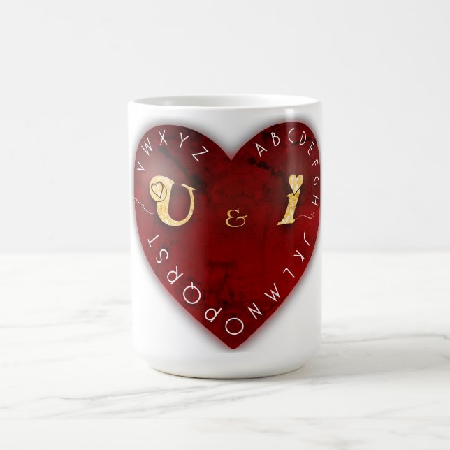 Mug Toi et moi - jeu d'alphabet sur un cœur rouge (Centre)