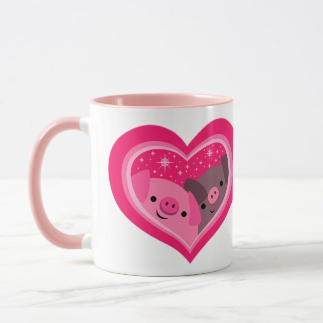 Mug Toi Et Moi (Jolies Cochons De Caricature) (Gauche)