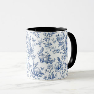 Mug Toile Bleue De Jouy Bunny Pâques