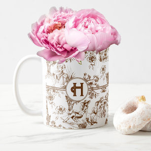 Mug Toile Brown et blanche de Jouy Fête des mariées Ca