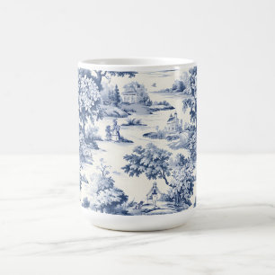 Mug Toile de jouy, bleu et blanc, porcelaine,