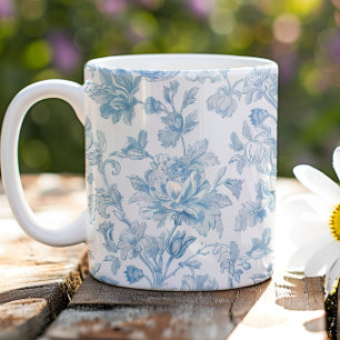 Mug Toile-de-jouy Chinoiseries motif floral bleu