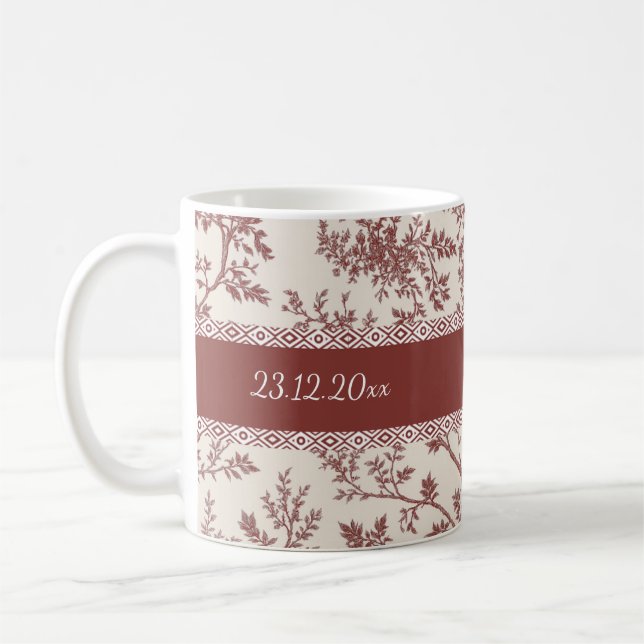 Mug Toile De Jouy Personnalisé Nom Date Gi (Gauche)