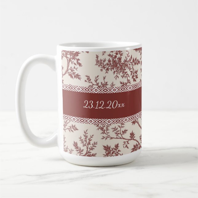Mug Toile De Jouy Personnalisé Nom Date Gi (Gauche)