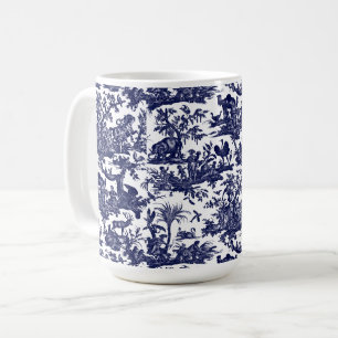 Mug Toile de Jouy Quatre parties du motif bleu du mond