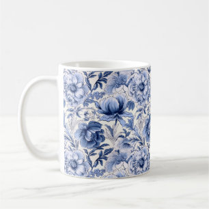 Mug Toile de Jouy. Toile de Jouy bleue française.