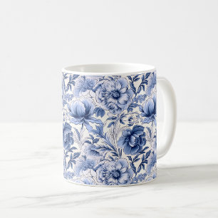 Mug Toile de Jouy. Toile de Jouy bleue française.