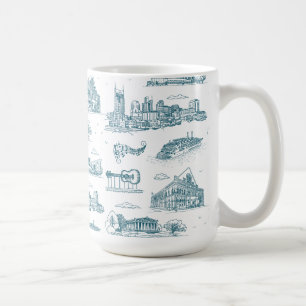 Mug Toile de Nashville Crépuscule sur Fond Blanc