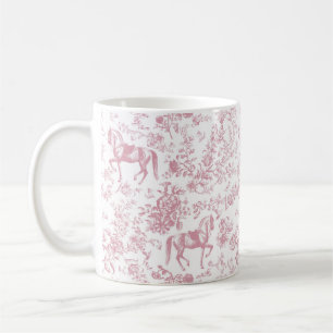 Mug Toile Florale Équestre Rose Élégante