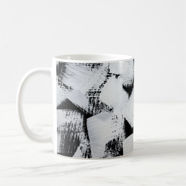 Mug Toile peinte abstraite noir blanc. (Gauche)