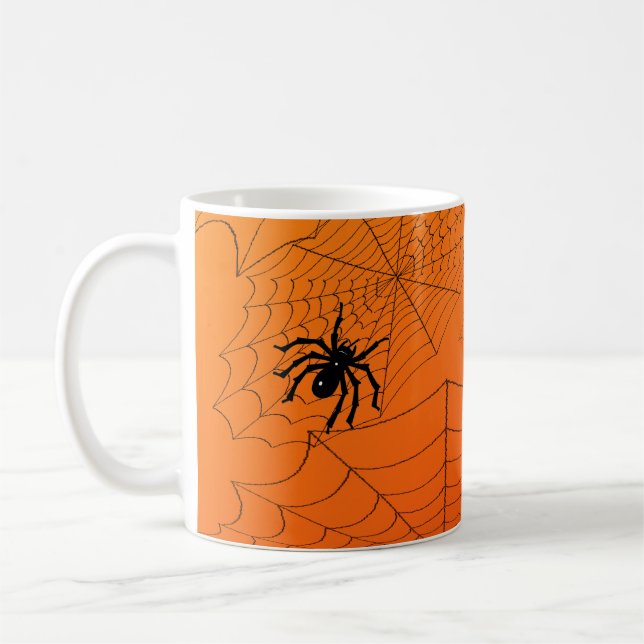 Mug Toiles d'araignées sur Orange (Gauche)