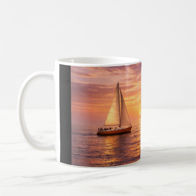 Mug Toiles de bateaux à voile de l'heure dorée | Art m (Gauche)