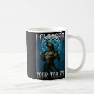 Mug Toilette bouchée drôle mème alpha loup stupide