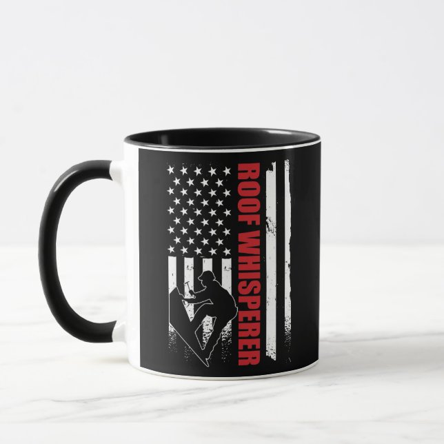 Mug Toit Drapeau Américain Mens Roofer Toit Whisperer (Gauche)