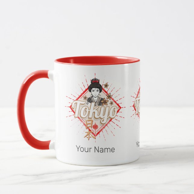 Mug Tokyo City Japon Retro Geisha Fleur Vintage (Gauche)