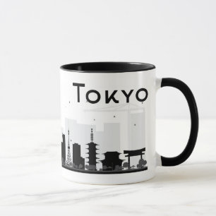Mug Tokyo, Japon horizon noir et blanc de de ville