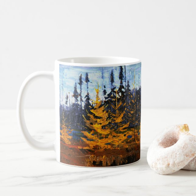 Mug Tom Thomson Peinture Tamaracks Wilderness canadien (Avec donut)