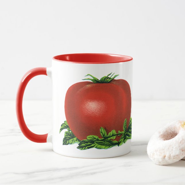 Mug Tomate rouge vintage, légumes et fruits (Avec donut)