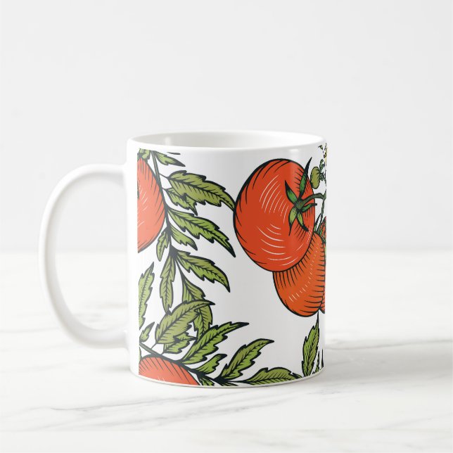 Mug Tomate Vintage : Illustration du marché agricole. (Gauche)