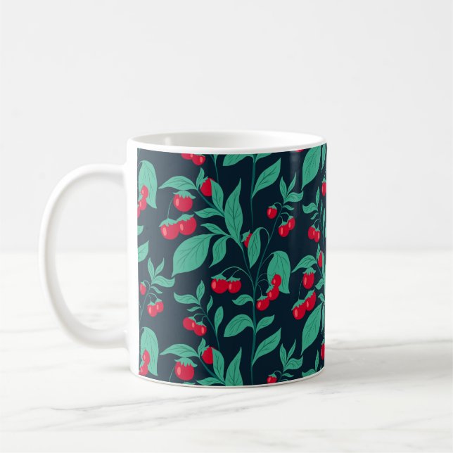 Mug tomates cerises motifs sur les buissons (Gauche)
