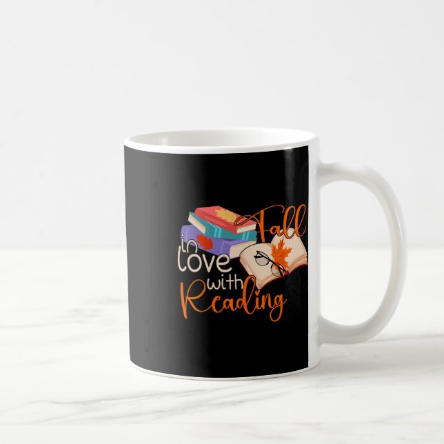 Mug Tomber dans l'amour avec la lecture Feuilles autom (Droite)