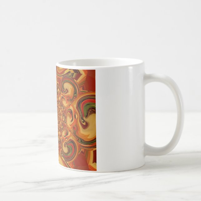 Mug Tons Abstraits orange, marron et vert (Droite)