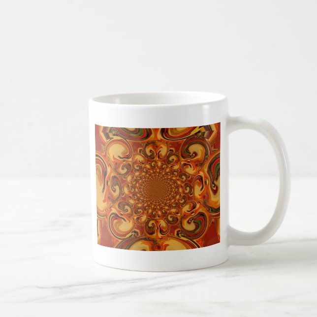 Mug Tons Abstraits orange, marron et vert (Droite)