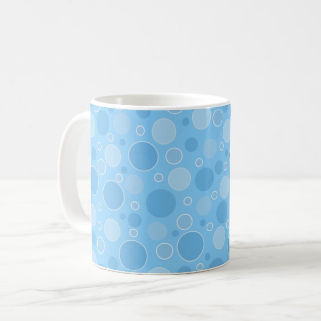 Mug tons de bleu vif avec des pois dans le rétro des a (Devant gauche)