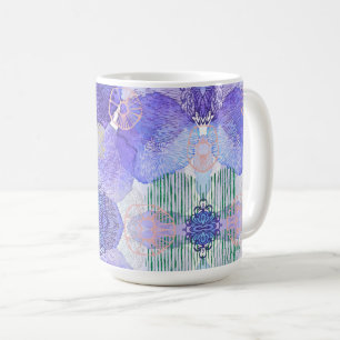 Mug Tons de lavande et de fleurs Abstraites vertes