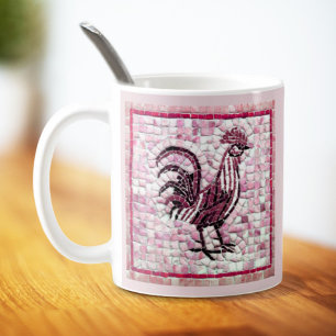 Mug Tons de Mosaïque rouge et noire Poulet Art