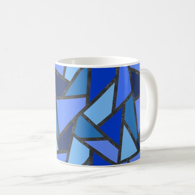 Mug Tons de motif en vitrail bleu (Devant droit)