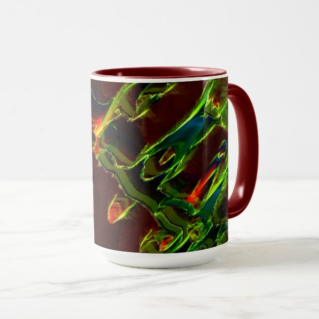 Mug Tons de vert égouttés dans la flamme (Devant droit)