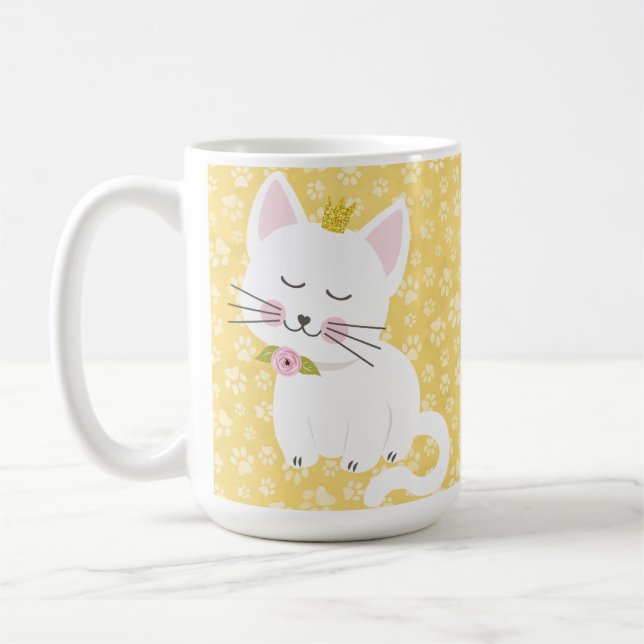 MUG TONS D'EMPREINTES DE PATTES CHAT JAUNE (Gauche)