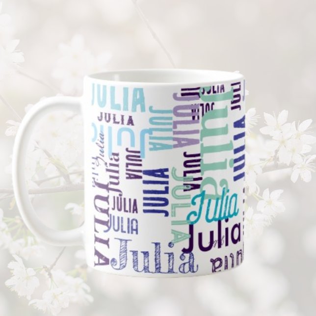 Mug Tons Personnalisés De Typographie Bleue (Créateur téléchargé)