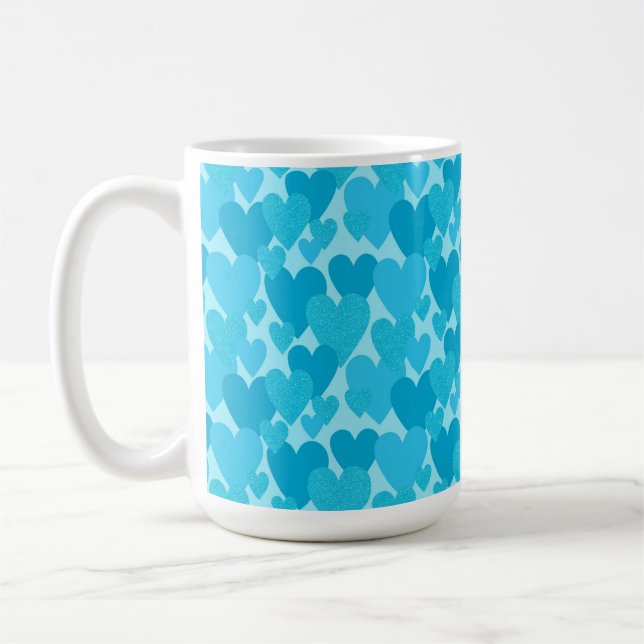 MUG TONS RANDOM D'AQUA COEURS TIRÉS À LA MAIN (Gauche)