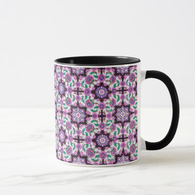 Mug TOPKAPI, noir et blanc, violet, vert, rose (Droite)