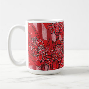 Mug Torch Ginger Lily, Fleurs rouges Tropical Floral A