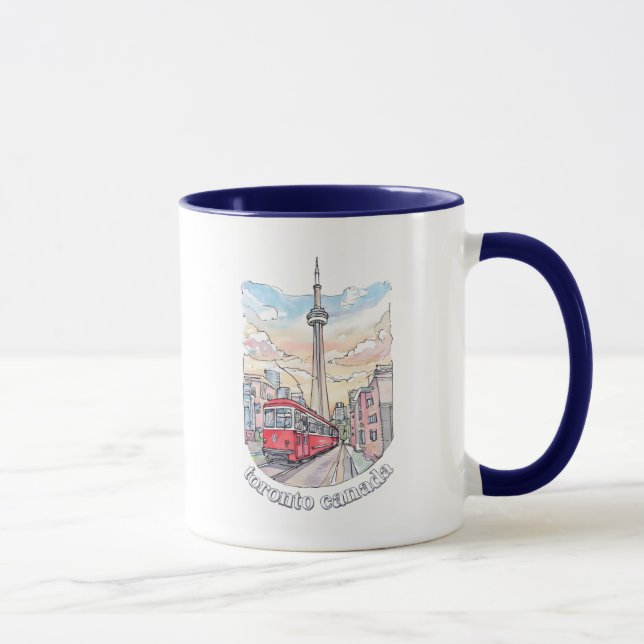 Mug Toronto Ontario Canada Aquarelle Skyline CN Tower (Droite)