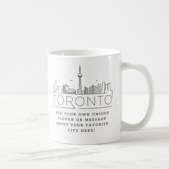 Mug Toronto Stylisé Skyline | Slogan personnalisé (Droite)