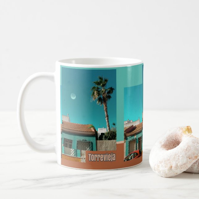 Mug Torrevieja en Orange et Turquoise (Avec donut)