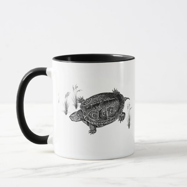 Mug Tortue aquatique noire et blanche (Gauche)