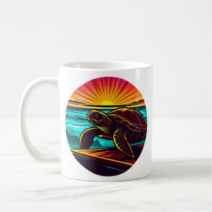 Mug Tortue au coucher du soleil, design inspirant de l