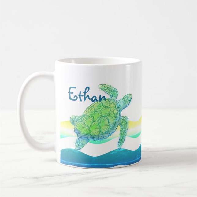Mug Tortue bleue et verte (Gauche)