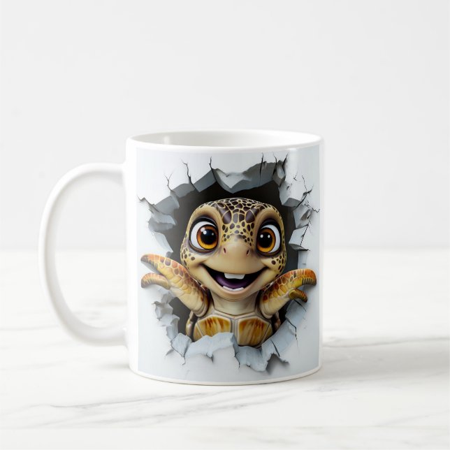 Mug Tortue de dessin animé joueur émergeant (Gauche)