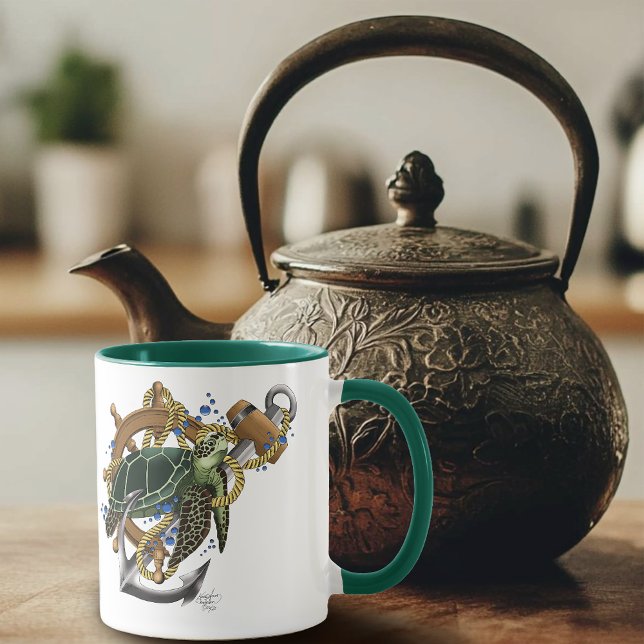 Mug Tortue de mer bleu vert (Créateur téléchargé)