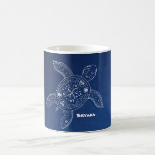 Mug Tortue de mer d'Hawaï blanc sur Blue Beach Tropica