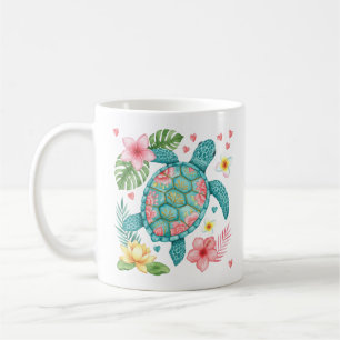 Mug Tortue de mer Fleurs tropicales été