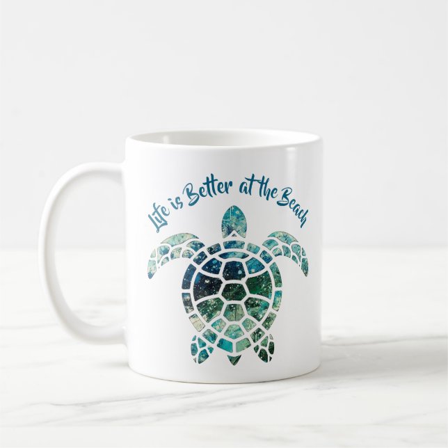 Mug Tortue de mer - La vie est meilleure à la plage (Gauche)