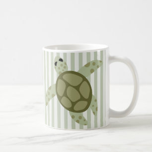 Mug Tortue de mer mignonne sur la rayure verte